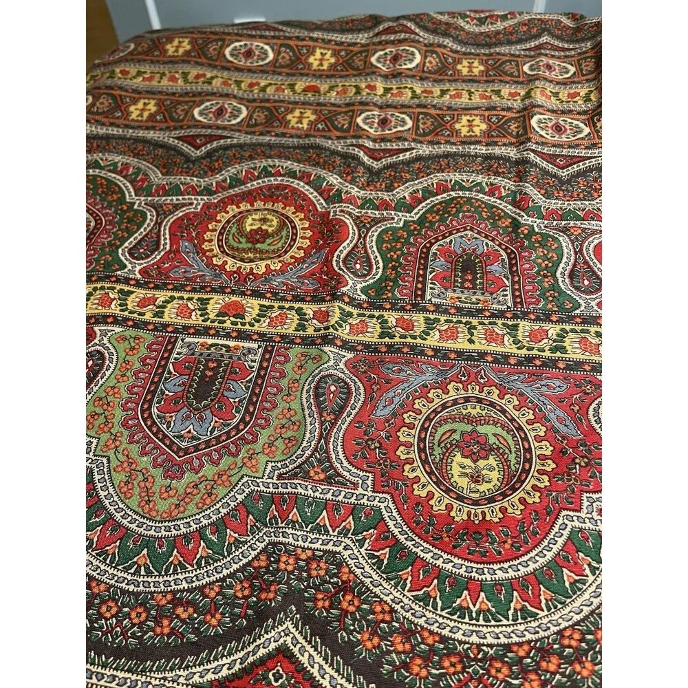 Pottery Barn Linen Blend Paisley Persian Inspired 50x50” Square Tablecloth